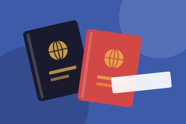 Person holding passports for a visa application