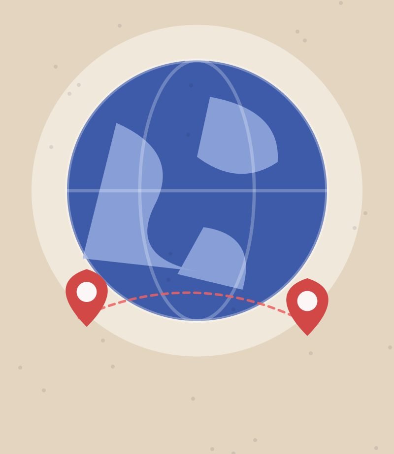 Hand holding a passport over a world map choosing a destination